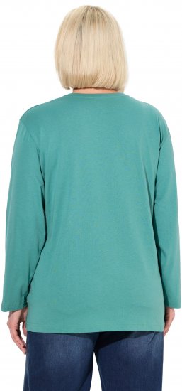 Ulla Popken Back To Basics V-Neck Relaxed Fit Cotton Tee Green - Tricouri - 
