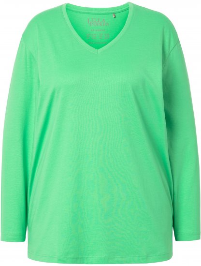 Ulla Popken Back To Basics V-Neck Relaxed Fit Cotton Tee Mint Green - Tricouri - 