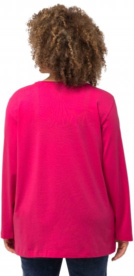 Ulla Popken Back To Basics V-Neck Relaxed Fit Cotton Tee Magenta Pink - Tricouri - 