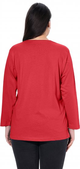 Ulla Popken Back To Basics V-Neck Relaxed Fit Cotton Tee Salsa Red - Tricouri - 
