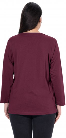 Ulla Popken Back To Basics V-Neck Relaxed Fit Cotton Tee Dark Berry - Tricouri - 