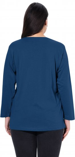 Ulla Popken Back To Basics V-Neck Relaxed Fit Cotton Tee Dark Blue - Tricouri - 