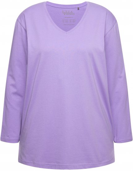 Ulla Popken Back To Basics V-Neck Relaxed Fit Cotton Tee Pale Lilac - Tricouri - 