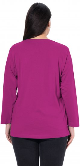 Ulla Popken Back To Basics V-Neck Relaxed Fit Cotton Tee Berry - Tricouri - 