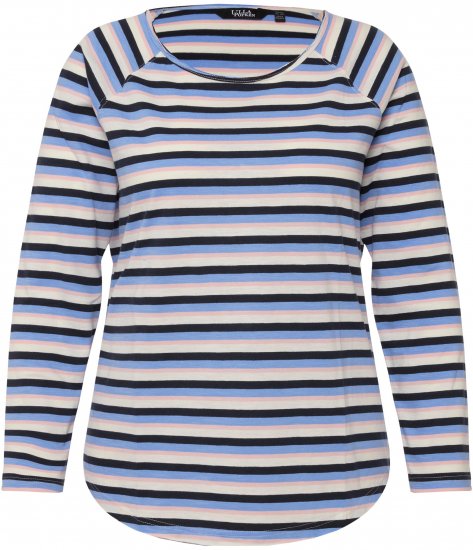 Ulla Popken Striped A-Line Long Sleeve Tee Navy Blue - Tricouri imprimate pentru femei - 