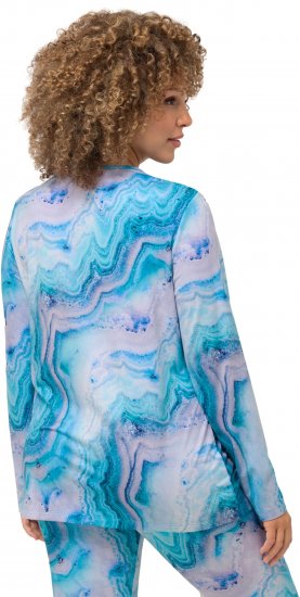 Ulla Popken Marble Ski Top with Gaiter Bright Turquoise - Tricouri imprimate pentru femei - 