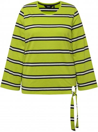 Ulla Popken Striped Hem Long Sleeve Tee Apple Green - Tricouri imprimate pentru femei - 