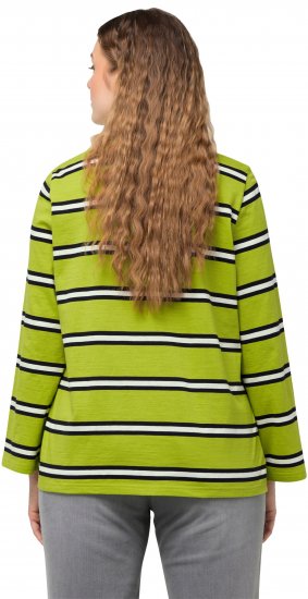 Ulla Popken Striped Hem Long Sleeve Tee Apple Green - Tricouri imprimate pentru femei - 