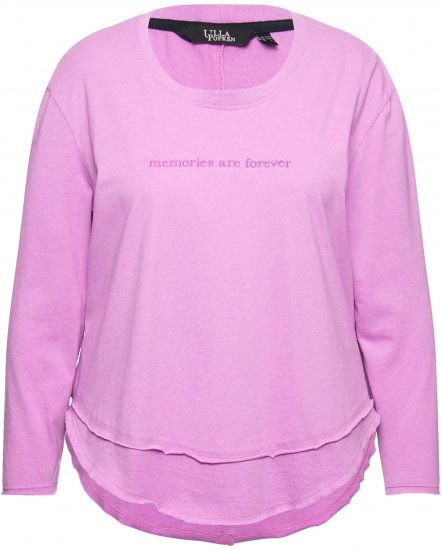 Ulla Popken Layered Look Memories Embroidered Long Sleeve Tee Amethyst - Tricouri imprimate pentru femei - 
