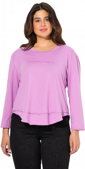 Ulla Popken Layered Look Memories Embroidered Long Sleeve Tee Amethyst - Tricouri imprimate pentru femei - 