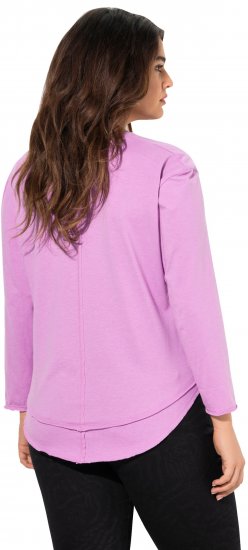 Ulla Popken Layered Look Memories Embroidered Long Sleeve Tee Amethyst - Tricouri imprimate pentru femei - 
