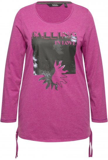 Ulla Popken Tie Hem Long Sleeve Graphic Tee Berry - Tricouri imprimate pentru femei - 