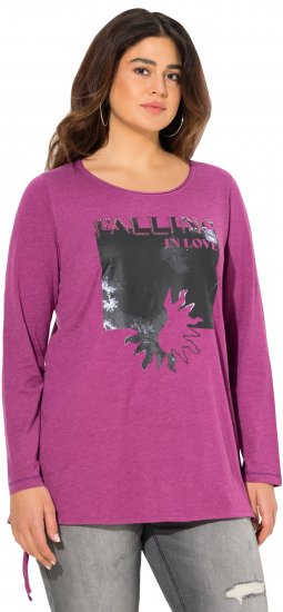 Ulla Popken Tie Hem Long Sleeve Graphic Tee Berry - Tricouri imprimate pentru femei - 