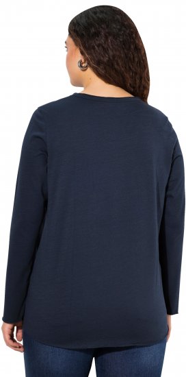 Ulla Popken Star Long Sleeve Graphic Tee Navy Blue - Tricouri imprimate pentru femei - 