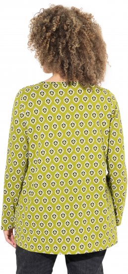 Ulla Popken Allover Graphic Long Sleeve Tee Avocado Green - Tricouri imprimate pentru femei - 