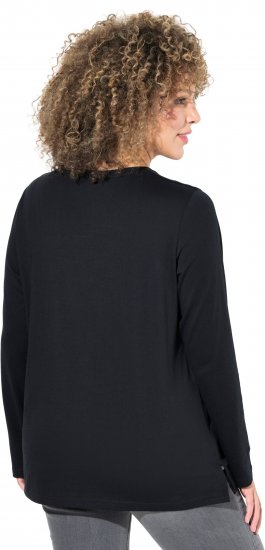 Ulla Popken Metallic Graphic Holiday Tee Black - Tricouri imprimate pentru femei - 