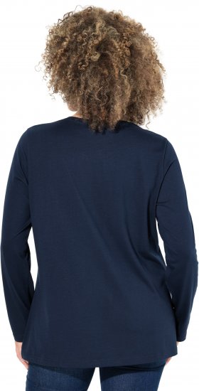 Ulla Popken Metallic Graphic Holiday Tee Navy - Tricouri imprimate pentru femei - 