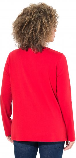 Ulla Popken Metallic Graphic Holiday Tee Salsa Red - Tricouri imprimate pentru femei - 