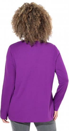 Ulla Popken Metallic Graphic Holiday Tee Dark Purple - Tricouri imprimate pentru femei - 