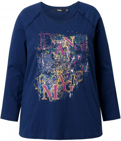 Ulla Popken Inverted Seam Long Sleeve Graphic Tee Ink Blue - Tricouri - 