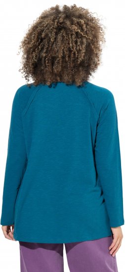 Ulla Popken Inverted Seam Long Sleeve Graphic Tee Teal - Tricouri imprimate pentru femei - 