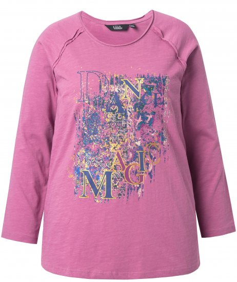Ulla Popken Inverted Seam Long Sleeve Graphic Tee Dark Rose - Tricouri imprimate pentru femei - 