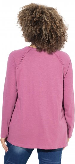 Ulla Popken Inverted Seam Long Sleeve Graphic Tee Dark Rose - Tricouri imprimate pentru femei - 