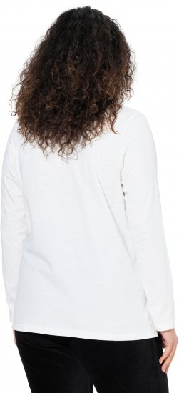 Ulla Popken Motivational Graphic Long Sleeve Tee Off-White - Tricouri imprimate pentru femei - 