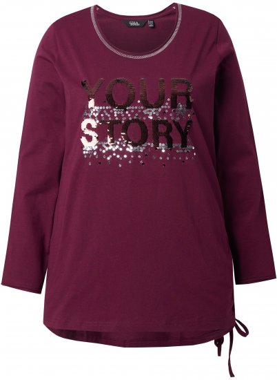 Ulla Popken Your Story Sequined Long Sleeve Tunic Tee Dark Ruby - Tricouri imprimate pentru femei - 