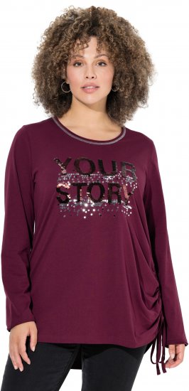 Ulla Popken Your Story Sequined Long Sleeve Tunic Tee Dark Ruby - Tricouri imprimate pentru femei - 