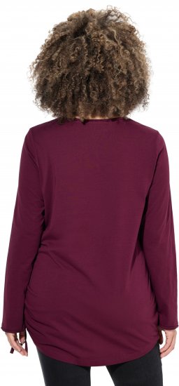 Ulla Popken Your Story Sequined Long Sleeve Tunic Tee Dark Ruby - Tricouri imprimate pentru femei - 