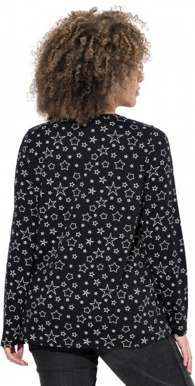 Ulla Popken Allover Printed Long Sleeve Tee Black - Tricouri imprimate pentru femei - 