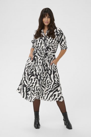Kaffe Curve Alia Shirt Dress Black Chalk Animal - Rochii midi - 