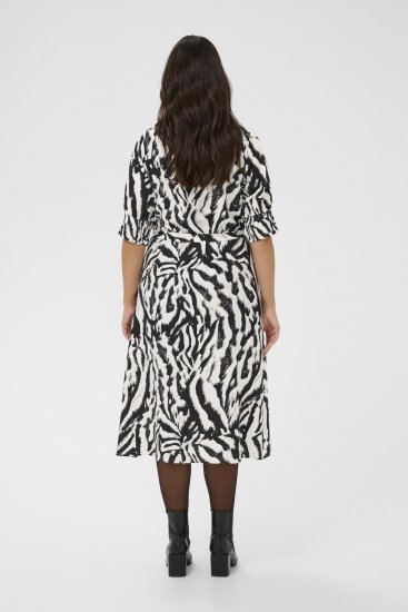 Kaffe Curve Alia Shirt Dress Black Chalk Animal - Rochii midi - 