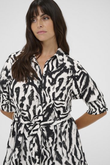 Kaffe Curve Alia Shirt Dress Black Chalk Animal - Rochii midi - 