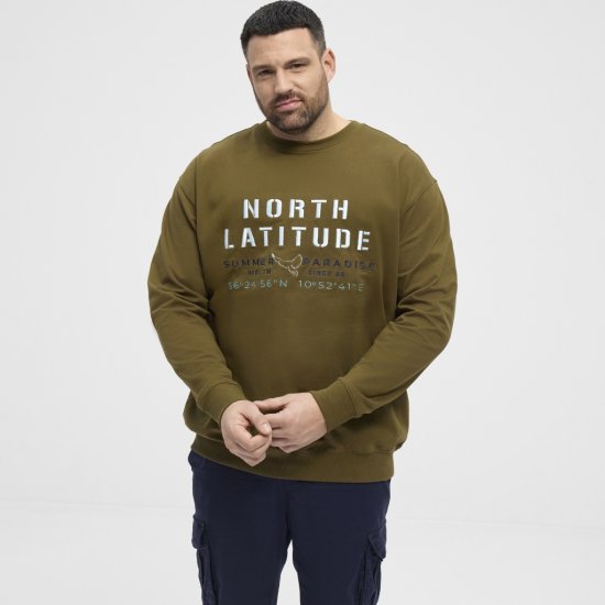 North Latitude Sweatshirt Army Green - Pulovere & hanorace - Pulovere & Hanorace Bărbați Mărimi Mari