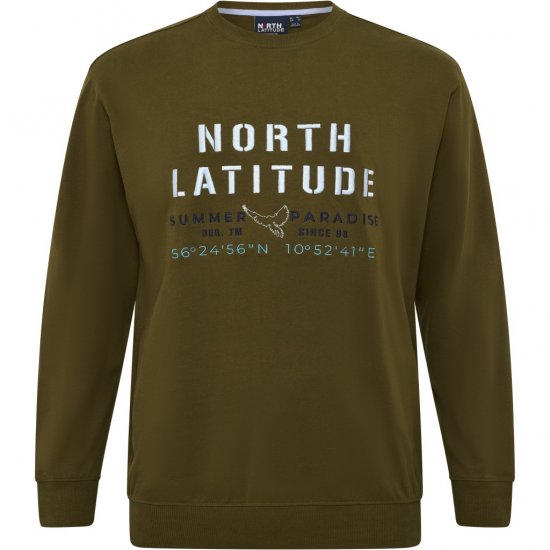 North Latitude Sweatshirt Army Green - Pulovere & hanorace - Pulovere & Hanorace Bărbați Mărimi Mari