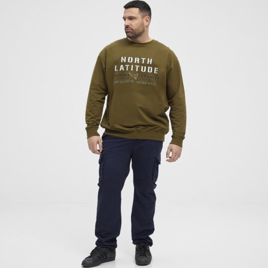 North Latitude Sweatshirt Army Green - Pulovere & hanorace - Pulovere & Hanorace Bărbați Mărimi Mari