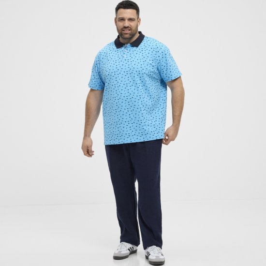North Latitude Polo Pique Printed Turquoise - Tricouri polo - Tricouri Polo Bărbați Mărimi Mari