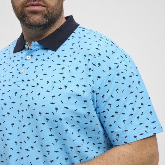 North Latitude Polo Pique Printed Turquoise - Tricouri polo - Tricouri Polo Bărbați Mărimi Mari
