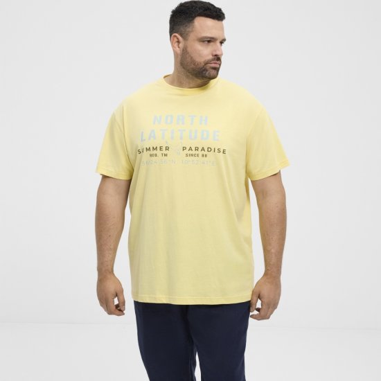 North Latitude T-Shirt Printed Short Sleeve Yellow - Tricouri - Tricouri Bărbați Mărimi Mari