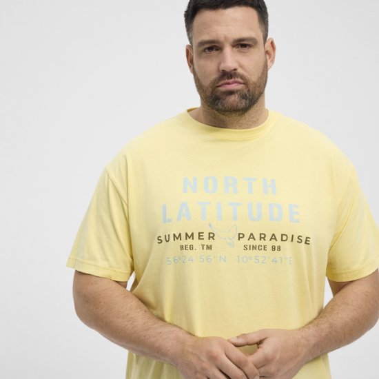 North Latitude T-Shirt Printed Short Sleeve Yellow - Tricouri - Tricouri Bărbați Mărimi Mari
