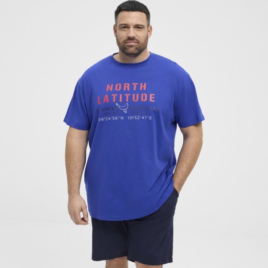 North Latitude T-shirt Printed Short Sleeve Blue - Tricouri - Tricouri Bărbați Mărimi Mari