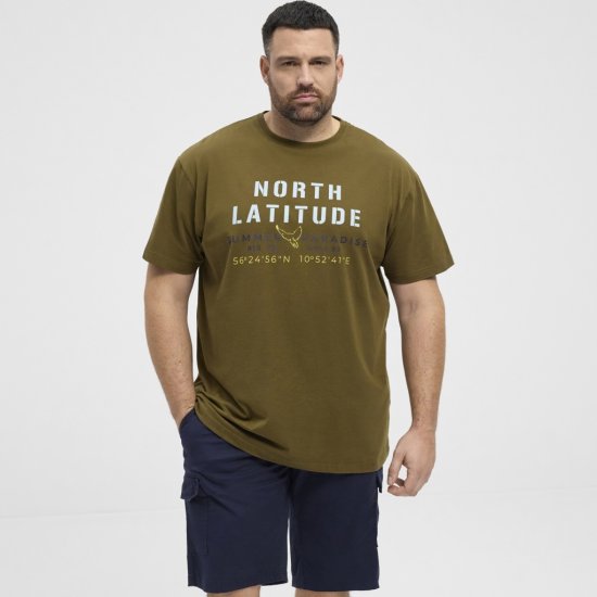 North Latitude T-Shirt Printed Short Sleeve Green - Tricouri - Tricouri Bărbați Mărimi Mari