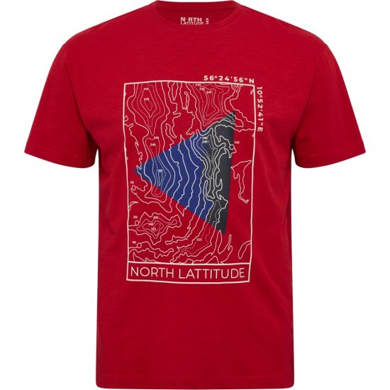 North Latitude T-Shirt Printed Short Sleeve Red - Tricouri - Tricouri Bărbați Mărimi Mari