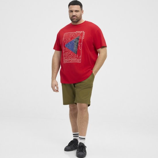 North Latitude T-Shirt Printed Short Sleeve Red - Tricouri - Tricouri Bărbați Mărimi Mari
