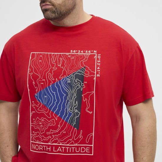 North Latitude T-Shirt Printed Short Sleeve Red - Tricouri - Tricouri Bărbați Mărimi Mari