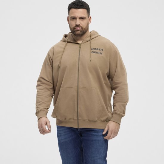 North Latitude Hoodie with Zipper Dark Sand TALL - TALL pulovere - 