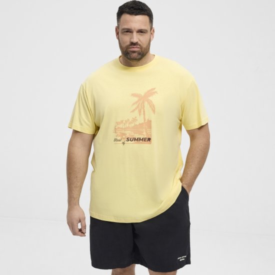 North Latitude T-Shirt Printed Yellow - Tricouri - Tricouri Bărbați Mărimi Mari