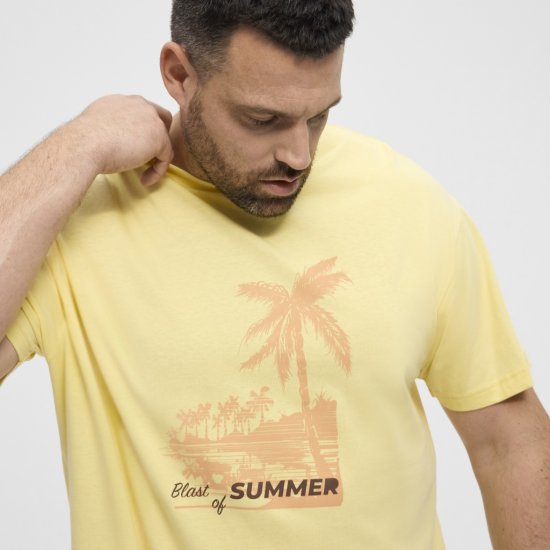 North Latitude T-Shirt Printed Yellow - Tricouri - Tricouri Bărbați Mărimi Mari